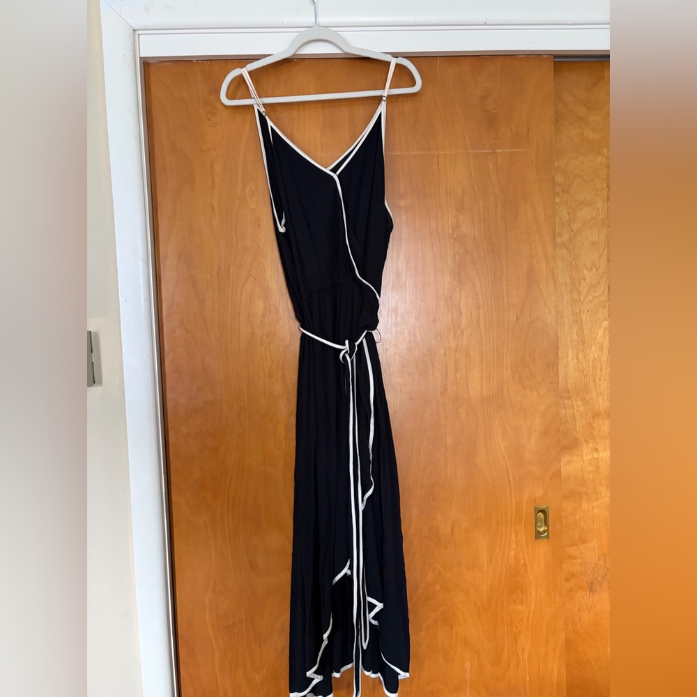Who What Wear Black Maxi Dress with White Trim